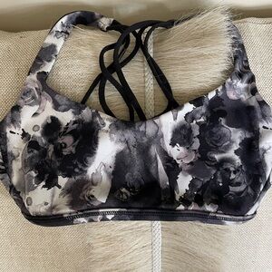 Lululemon Athletica Black and White Floral Sports Bra